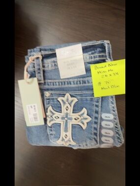 Miss Me Medium Blue Denim Bootcut Jeans with Embellished Cross